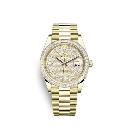 Rolex 228398TBR-0036 : Day-Date 40 Yellow Gold - Baguette / Paved