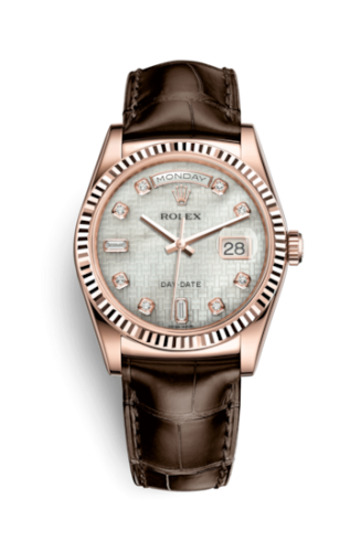 Rolex 118135-0074 : Day-Date 36 Everose Fluted / Strap / Oxford MOP