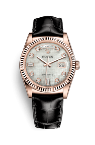 Rolex 118135-0084 : Day-Date 36 Everose Fluted / Strap / Oxford MOP