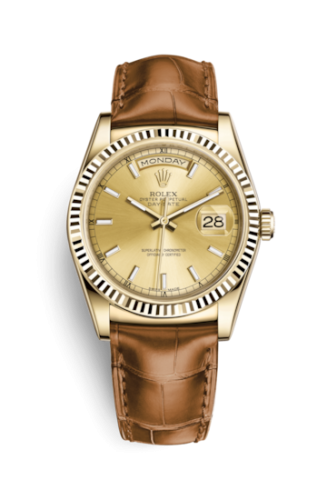 Rolex 118138-0073 : Day-Date 36 Yellow Gold / Strap / Champagne