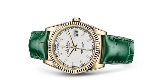 Rolex 118138-0123 : Day-Date 36 Yellow Gold / Strap / White