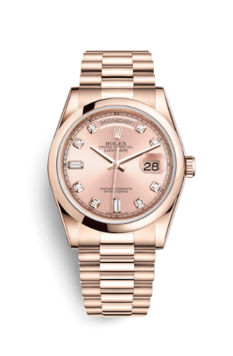 Rolex 118205f-0023 : Day-Date 36 Everose Domed / President / Pink Diamond