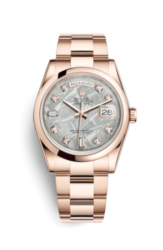 Rolex 118205f-0056 : Day-Date 36 Everose Domed / Oyster / Meteorite