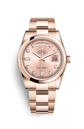 Rolex 118205f-0061 : Day-Date 36 Everose Domed / Oyster / Pink Diamond