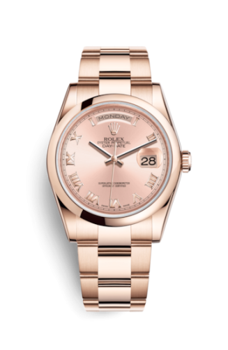Rolex 118205f-0063 : Day-Date 36 Everose Domed / Oyster / Pink Roman