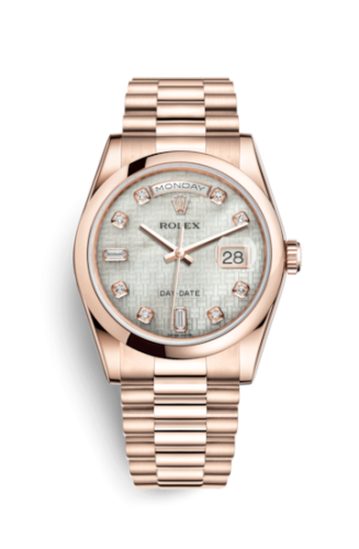 Rolex 118205f-0118 : Day-Date 36 Everose Domed / President / Oxford MOP