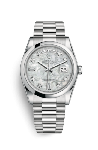 Rolex 118206-0045 : Day-Date 36 Platinum Domed / President / MOP