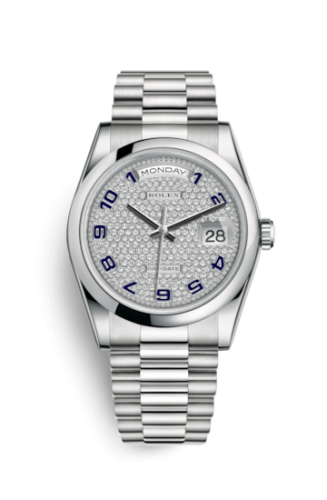 Rolex 118206-0085 : Day-Date 36 Platinum Domed / President / Paved