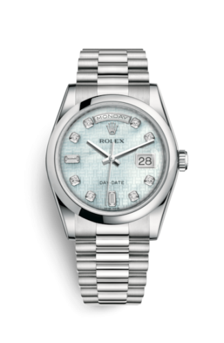 Rolex 118206-0119 : Day-Date 36 Platinum Domed / President / Oxford MOP