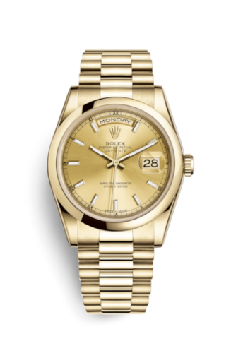 Rolex 118208-0062 : Day-Date 36 Yellow Gold Domed / President / Champagne