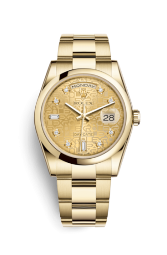 Rolex 118208-0083 : Day-Date 36 Yellow Gold Domed / Oyster / Champagne Computer