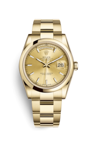 Rolex 118208-0097 : Day-Date 36 Yellow Gold Domed / Oyster / Champagne