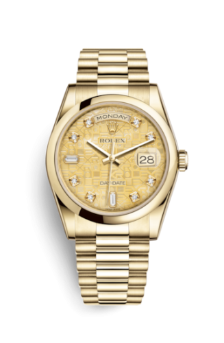 Rolex 118208-0109 : Day-Date 36 Yellow Gold Domed / President / Champagne MOP Computer
