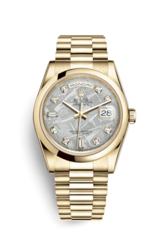 Rolex 118208-0119 : Day-Date 36 Yellow Gold Domed / President / Meteorite