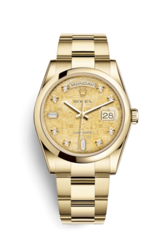 Rolex 118208-0138 : Day-Date 36 Yellow Gold Domed / Oyster / Champagne MOP Computer