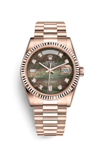 Rolex 118235f-0007 : Day-Date 36 Everose Fluted / President / Tahitian MOP