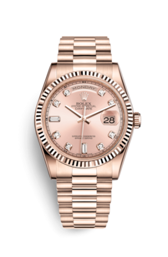 Rolex 118235f-0029 : Day-Date 36 Everose Fluted / President / Pink Diamonds