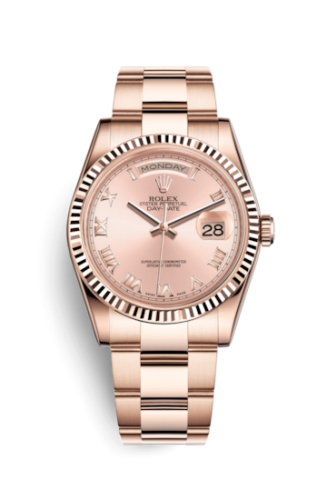 Rolex 118235f-0056 : Day-Date 36 Everose Fluted / Oyster / Pink Roman