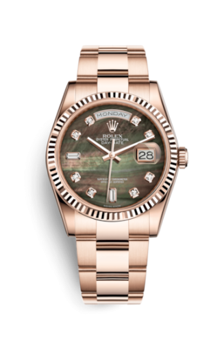 Rolex 118235f-0062 : Day-Date 36 Everose Fluted / Oyster / Tahitian MOP