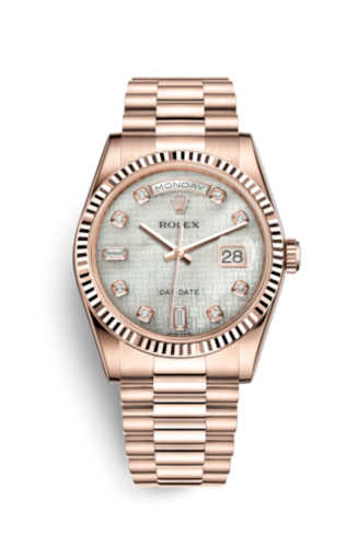 Rolex 118235f-0108 : Day-Date 36 Everose Fluted / President / Oxford MOP