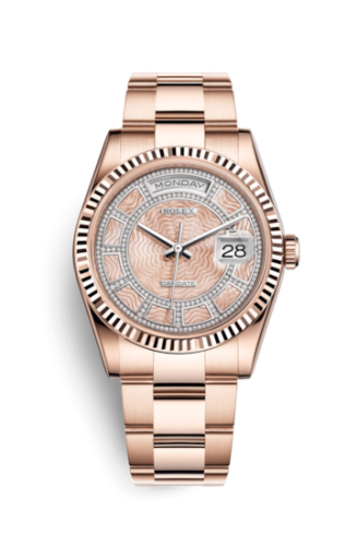 Rolex 118235f-0113 : Day-Date 36 Everose Fluted / Oyster / Pink MOP Carousel