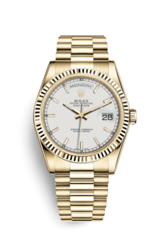 Rolex 118238-0061 : Day-Date 36 Yellow Gold Fluted / President / Ivory