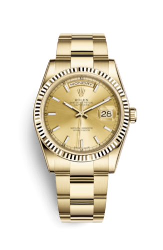 Rolex 118238-0110 : Day-Date 36 Yellow Gold Fluted / Oyster / Champagne