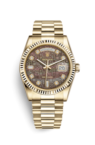 Rolex 118238-0112 : Day-Date 36 Yellow Gold Fluted / President / Black MOP Computer