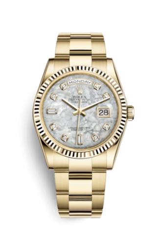 Rolex 118238-0152 : Day-Date 36 Yellow Gold Fluted / Oyster / MOP