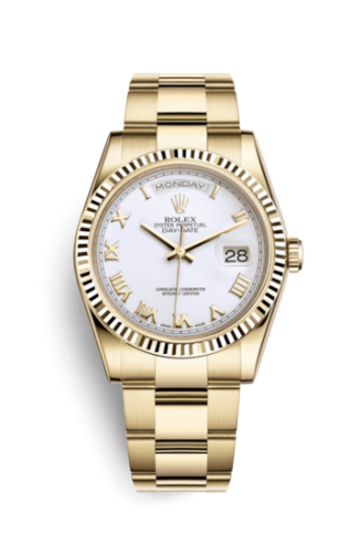 Rolex 118238-0162 : Day-Date 36 Yellow Gold / Oyster / White Roman