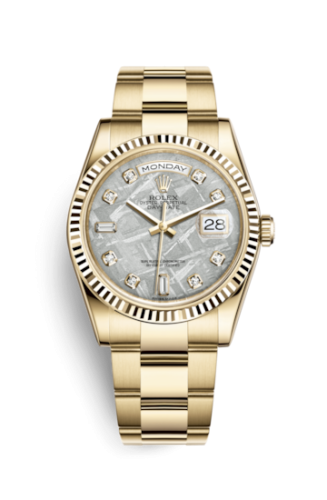 Rolex 118238-0227 : Day-Date 36 Yellow Gold Fluted Oyster Meteorite Diamonds