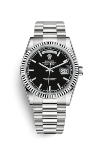 Rolex 118239-0090 : Day-Date 36 White Gold Fluted / President / Black