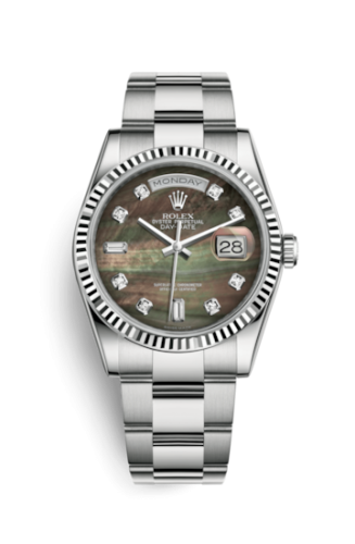 Rolex 118239-0116 : Day-Date 36 White Gold Fluted / Oyster / Black MOP