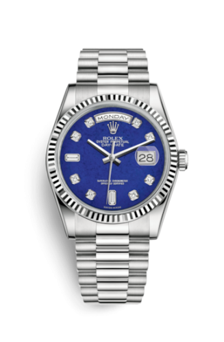 Rolex 118239-0276 : Day-Date 36 White Gold Fluted / President / Lapis Lazuli