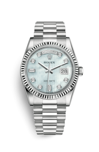 Rolex 118239-0277 : Day-Date 36 White Gold Fluted / President / Oxford MOP