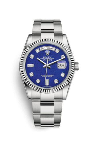 Rolex 118239-0279 : Day-Date 36 White Gold Fluted / Oyster / Lapis Lazuli