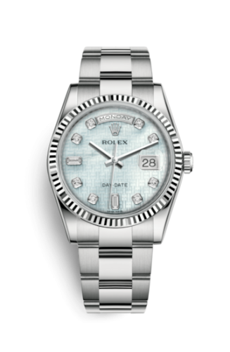 Rolex 118239-0280 : Day-Date 36 White Gold Fluted / Oyster / Oxford MOP