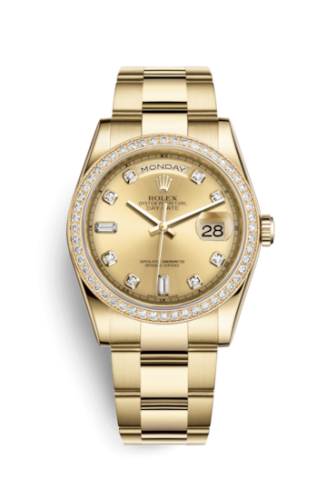 Rolex 118348-0042 : Day-Date 36 Yellow Gold Diamonds / President / Champagne Diamonds