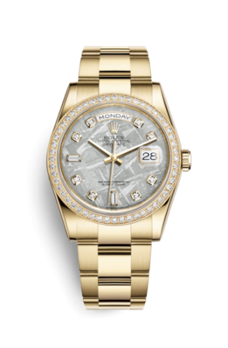 Rolex 118348-0097 : Day-Date 36 Yellow Gold Diamonds / Oyster / Meteorite