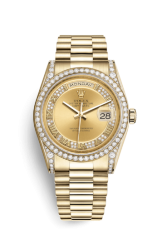Rolex 118388-0015 : Day-Date 36 Yellow Gold Diamonds / President  / Champagne Diamond