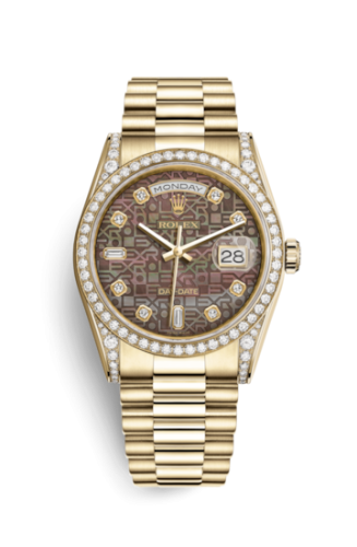 Rolex 118388-0029 : Day-Date 36 Yellow Gold Diamonds / President / Black MOP Computer