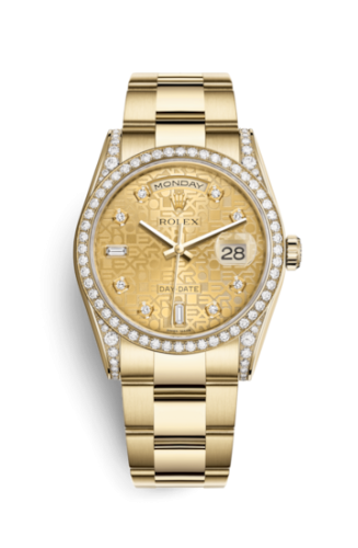 Rolex 118388-0032 : Day-Date 36 Yellow Gold Diamonds / Oyster / Champagne Computer