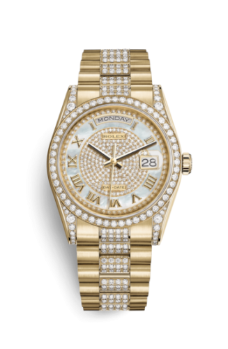 Rolex 118388-0037 : Day-Date 36 Yellow Gold Diamonds / President Diamonds / Paved MOP