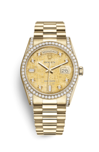 Rolex 118388-0038 : Day-Date 36 Yellow Gold Diamonds / President / Champagne MOP Computer