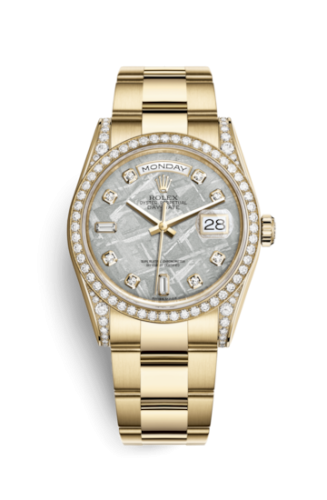 Rolex 118388-0127 : Day-Date 36 Yellow Gold Diamonds / Oyster / Meteorite
