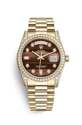 Rolex 118388-0129 : Day-Date 36 Yellow Gold Diamonds / President / Bull's Eye