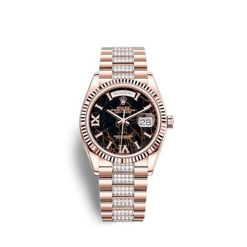 Rolex 128235-0042 : Day-Date 36 Everose Gold / Fluted / Eisenkiesel / President-Diamond