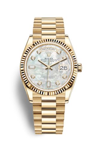 Rolex 128238-0011 : Day-Date 36 Yellow Gold / Fluted / MOP-Diamond / President