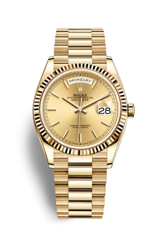 Rolex 128238-0045 : Day-Date 36 Yellow Gold / Fluted / Champagne ...