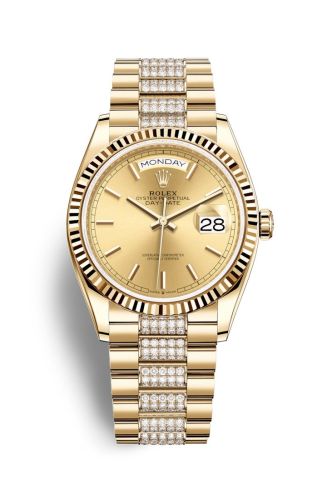 Rolex 128238-0046 : Day-Date 36 Yellow Gold / Fluted / Champagne / President - Diamond